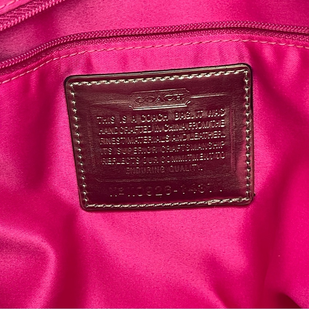 Coach Pink Plaid Signature Tote with Navy Trim - Picture 9 of 14